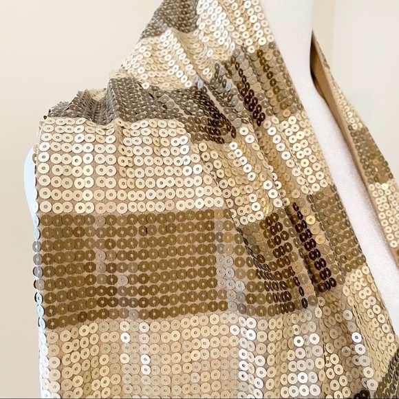 Joan Vass NWT Sequin Striped Scarf Gold & Bronze - Picture 2 of 13